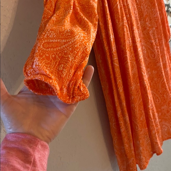 Old Navy Orange Paisley Open Shoulder Dress - Picture 5 of 13